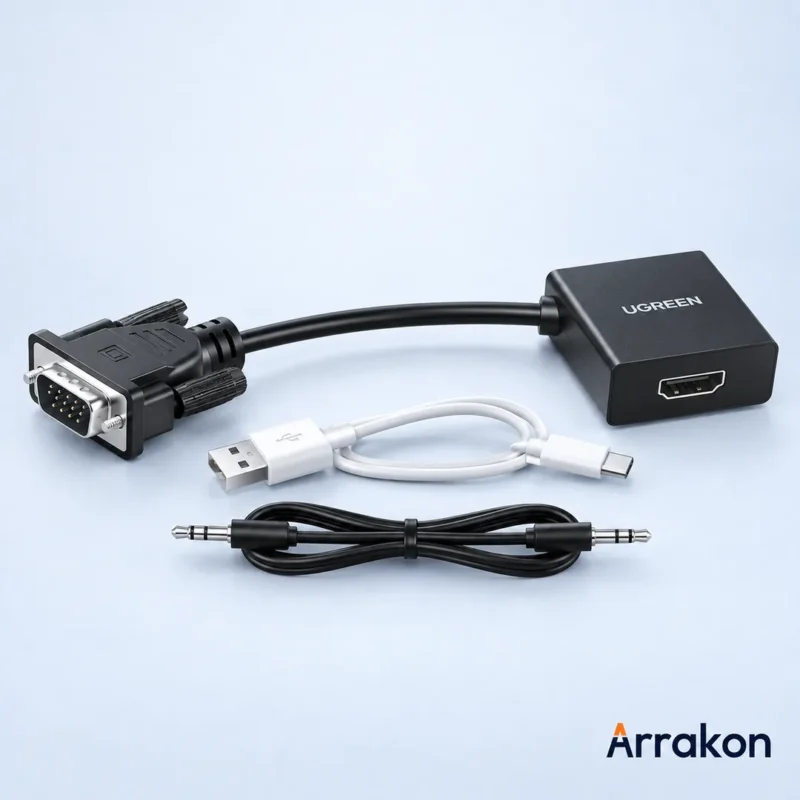 UGREEN CM513 VGA Male to HDMI Female Converter with Audio, USB-C Powered (#50945), view 2 of 6