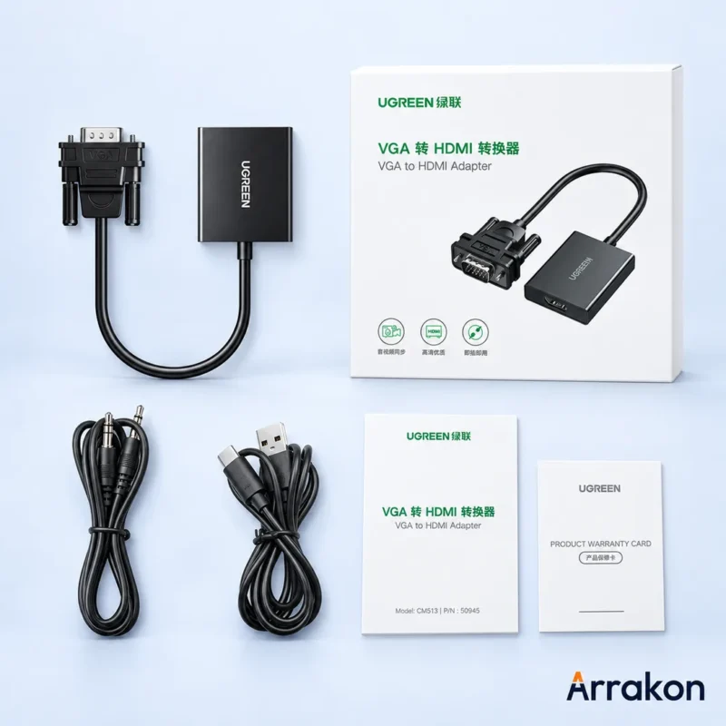UGREEN CM513 VGA Male to HDMI Female Converter with Audio, USB-C Powered (#50945), view 3 of 6