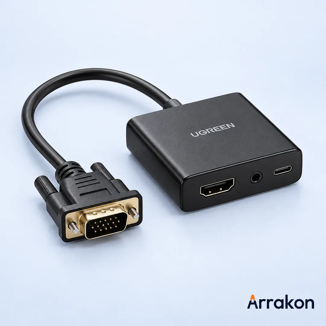 UGREEN CM513 VGA Male to HDMI Female Converter with Audio, USB-C Powered (#50945)