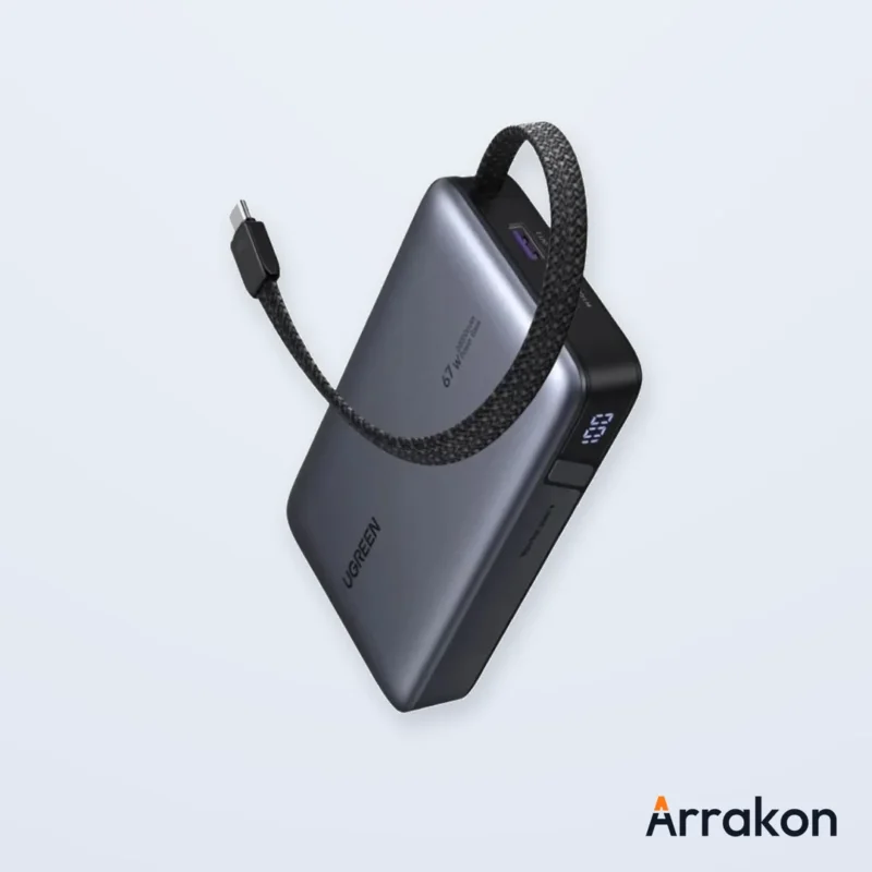 UGREEN Nexode PB550 20000mAh 67W Power Bank with Built-in USB-C Cable (55996B), view 2 of 5