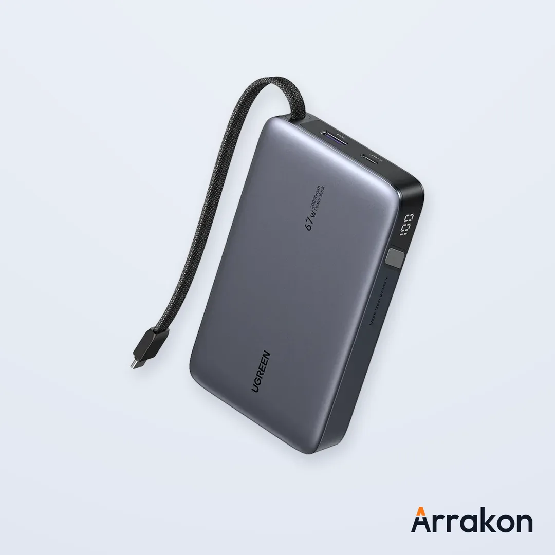 UGREEN Nexode PB550 20000mAh 67W Power Bank with Built-in USB-C Cable (55996B)