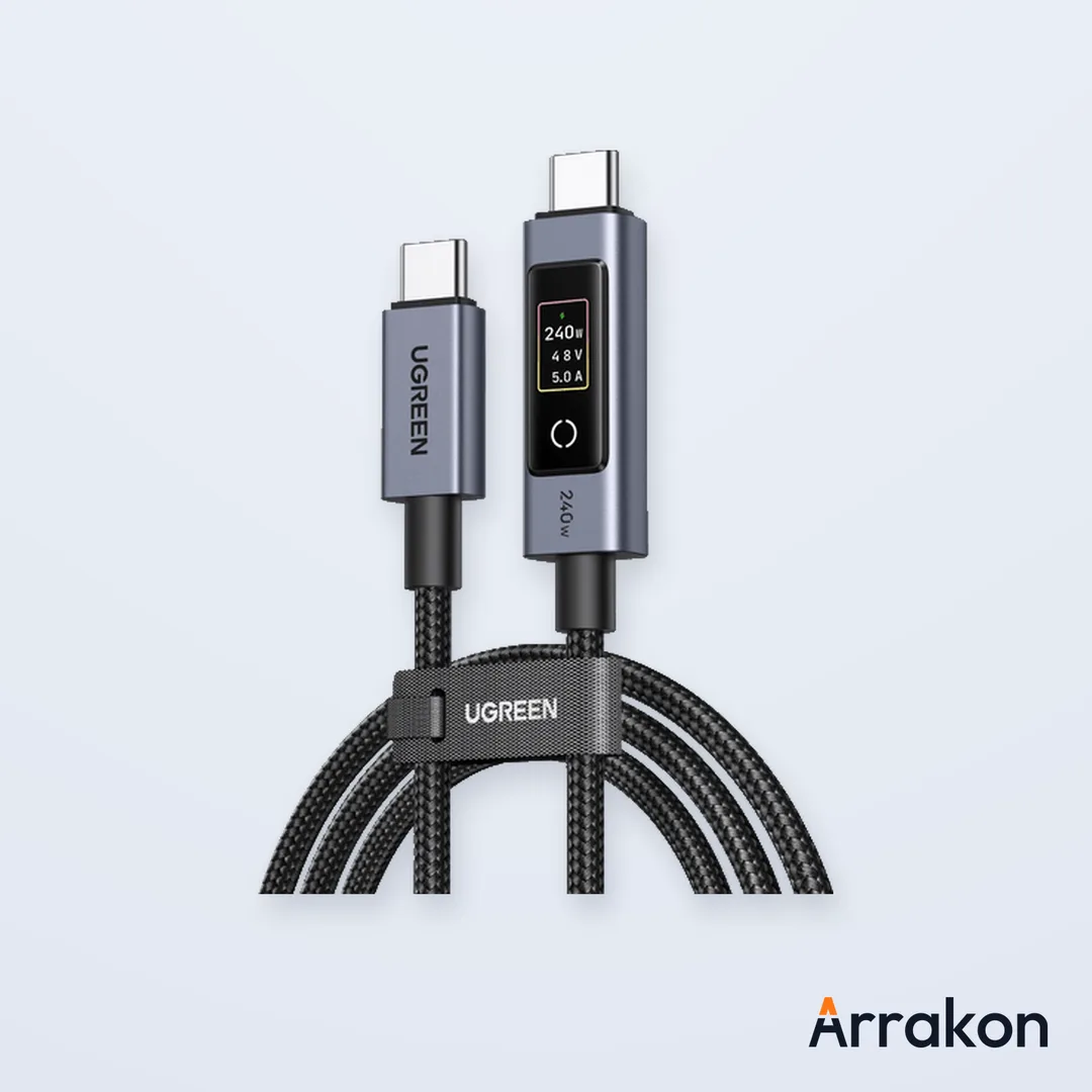 UGREEN Uno L529 (65863) Type-C to Type-C 100W PD Fast Charging Cable with LED Display - 2M