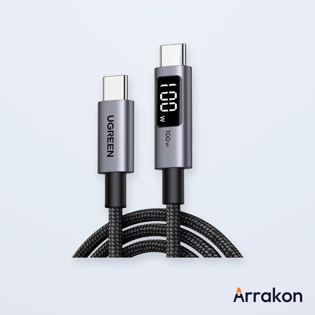 UGREEN Uno L529 (65863) Type-C to Type-C 100W PD Fast Charging Cable with LED Display - 2M