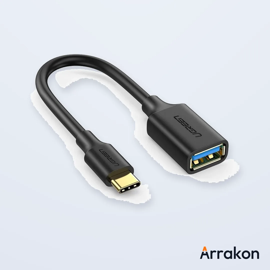 UGREEN US154 USB Type-C Male to USB 3.0 Type-A Female OTG Adapter Black #30701 (0.15m)