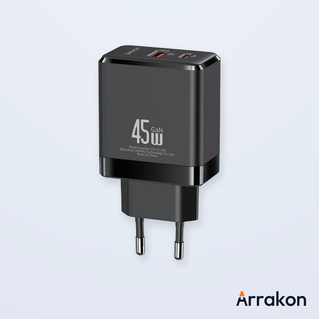 USAMS US-CC178 T58 45W A+C GaN Fast Charger (EU Plug)