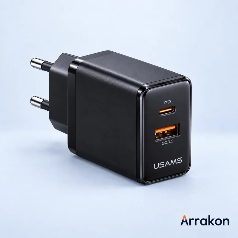USAMS US-CC178 T58 45W A+C GaN Fast Charger (EU Plug), view 2 of 7