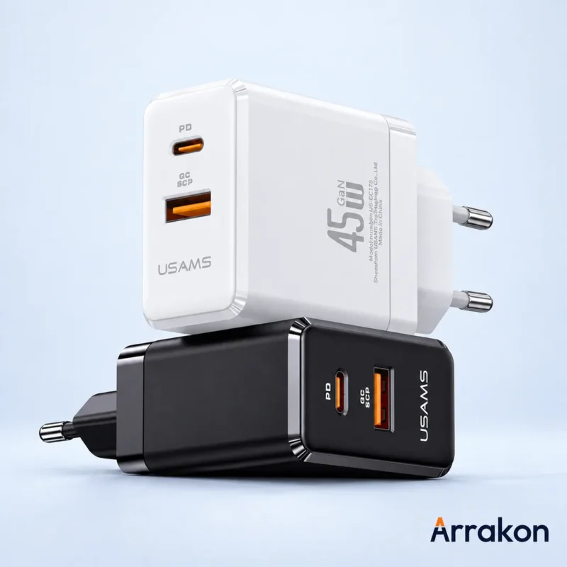 USAMS US-CC178 T58 45W A+C GaN Fast Charger (EU Plug), view 5 of 7