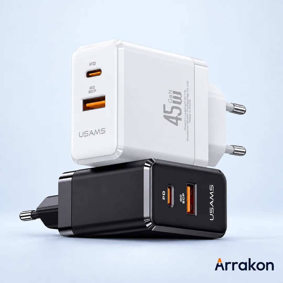 USAMS US-CC178 T58 45W A+C GaN Fast Charger (EU Plug)