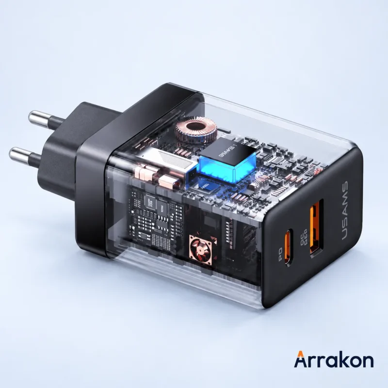 USAMS US-CC178 T58 45W A+C GaN Fast Charger (EU Plug), view 6 of 7