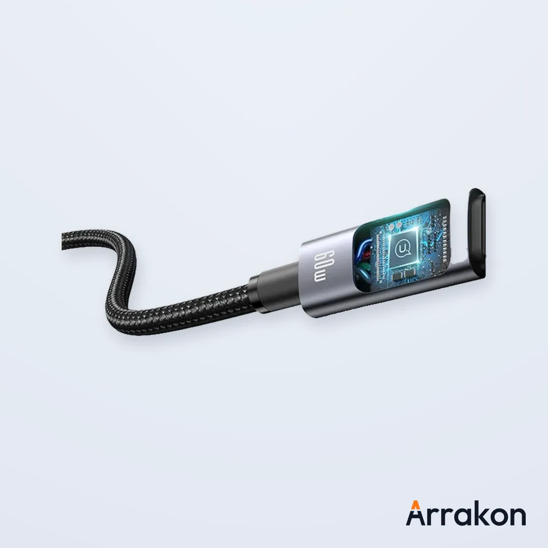 USAMS US-SJ713 60W Fast Charging 6-in-1 Cable with Digital LED Display, 1.2m