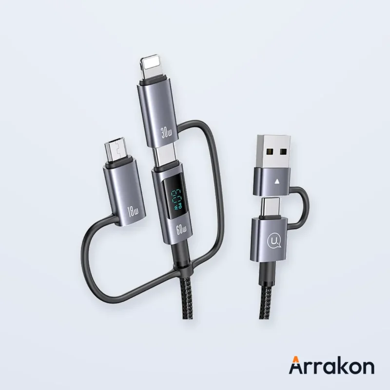 USAMS US-SJ713 60W Fast Charging 6-in-1 Cable with Digital LED Display, 1.2m, view 10 of 16