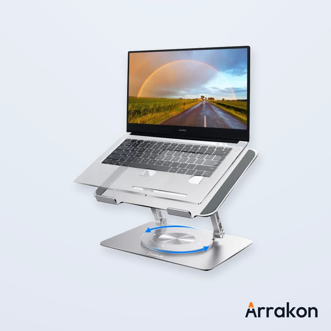 V5.1 Metal Folding Laptop Stand with Free Lift & 360° Swivel Base