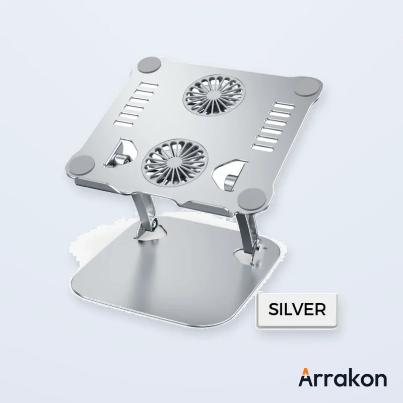 V4.1 Rotating Aluminum Laptop Stand with Dual Cooling Fans, Adjustable & Foldable, view 7 of 11