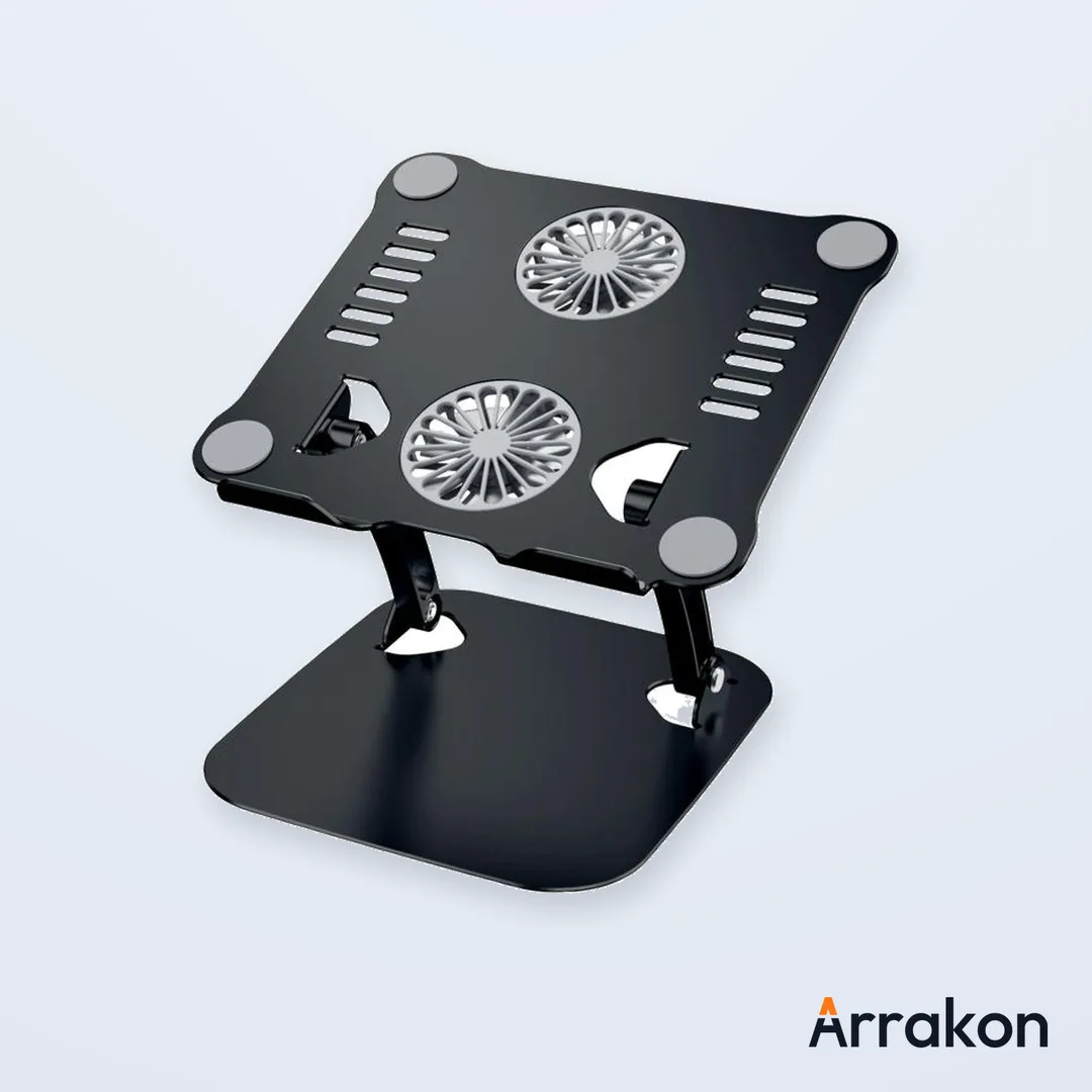 V4.1 Rotating Aluminum Laptop Stand with Dual Cooling Fans, Adjustable & Foldable