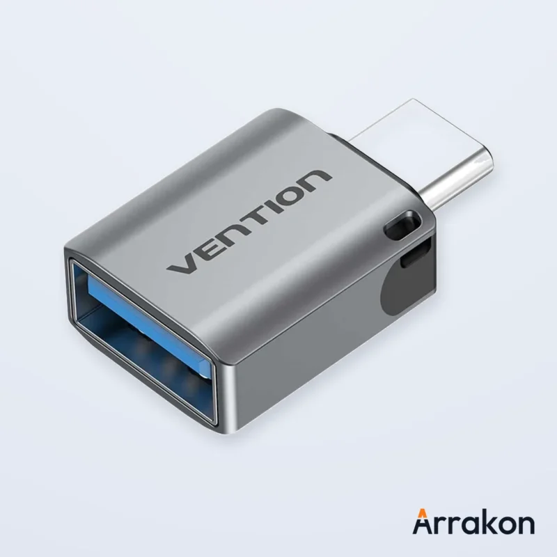 Vention CDQH0 USB Type-C Male to USB 3.0 Type-A Female OTG Gray Adapter (Aluminum Alloy), view 3 of 3