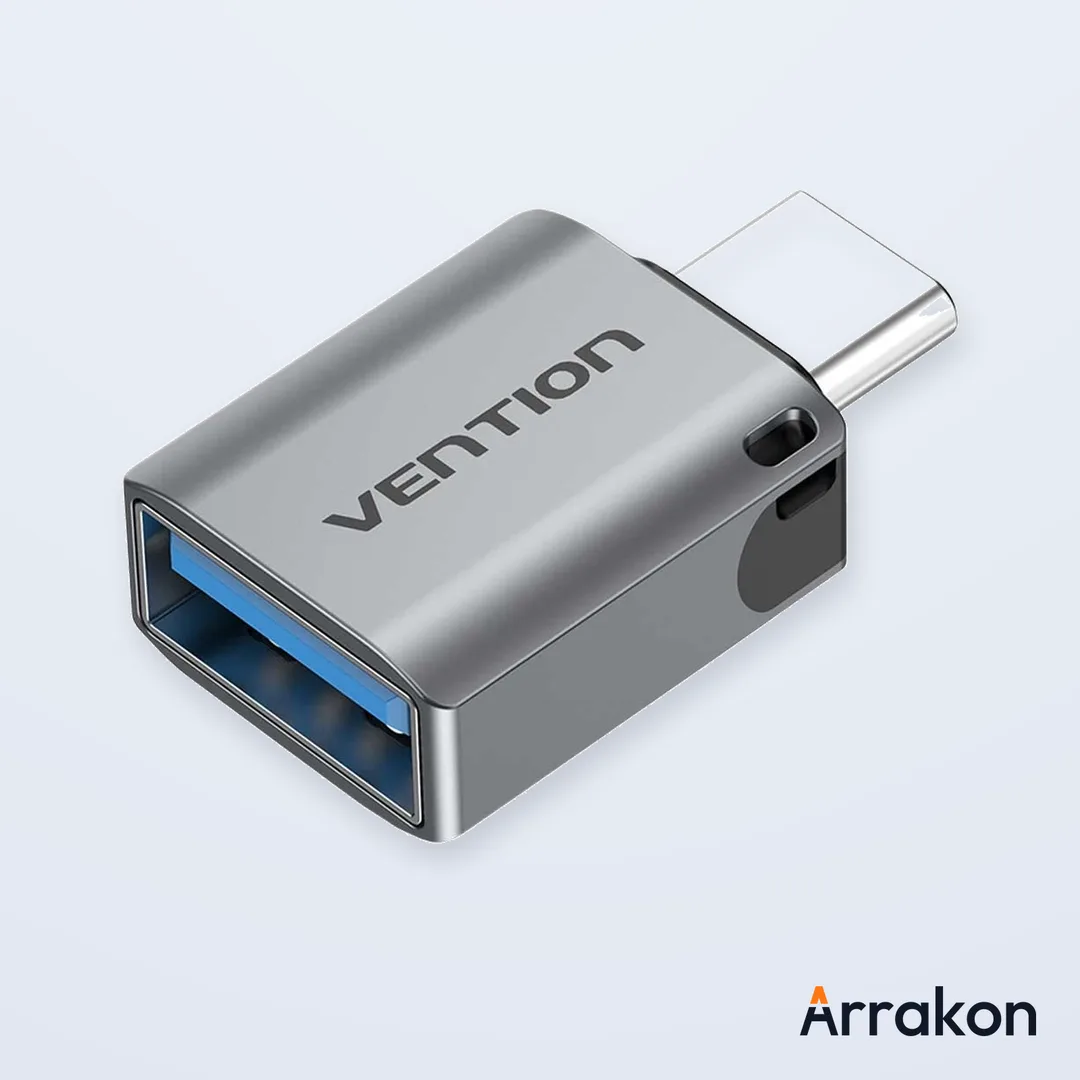 Vention CDQH0 USB Type-C Male to USB 3.0 Type-A Female OTG Gray Adapter (Aluminum Alloy)