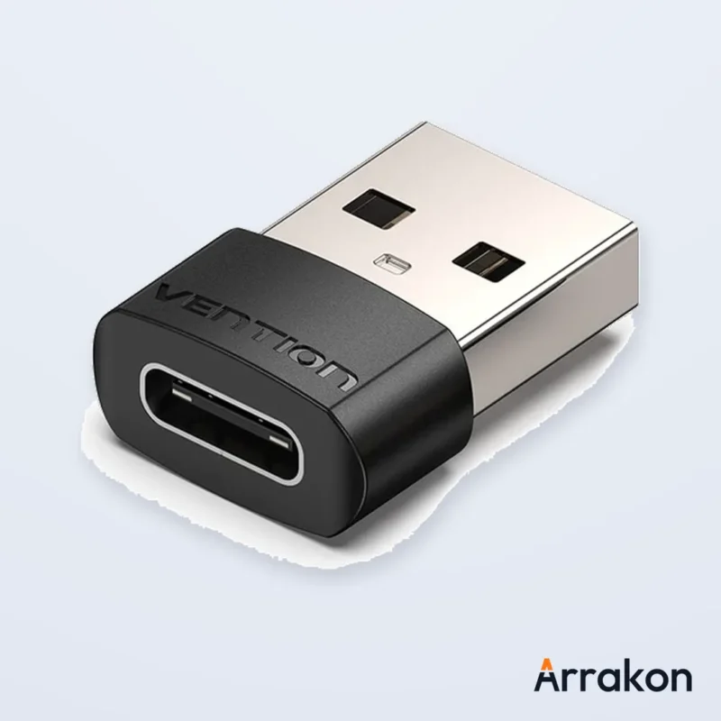 Vention CDWB0 USB 2.0 Type-A Male to USB Type-C Female Black Adapter (0.15m, PVC), view 2 of 5
