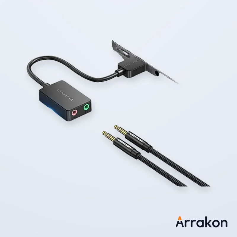 Vention CDYB0 USB 2.0 Male to Dual 3.5mm Female Black External Sound Card Adapter (0.15m)