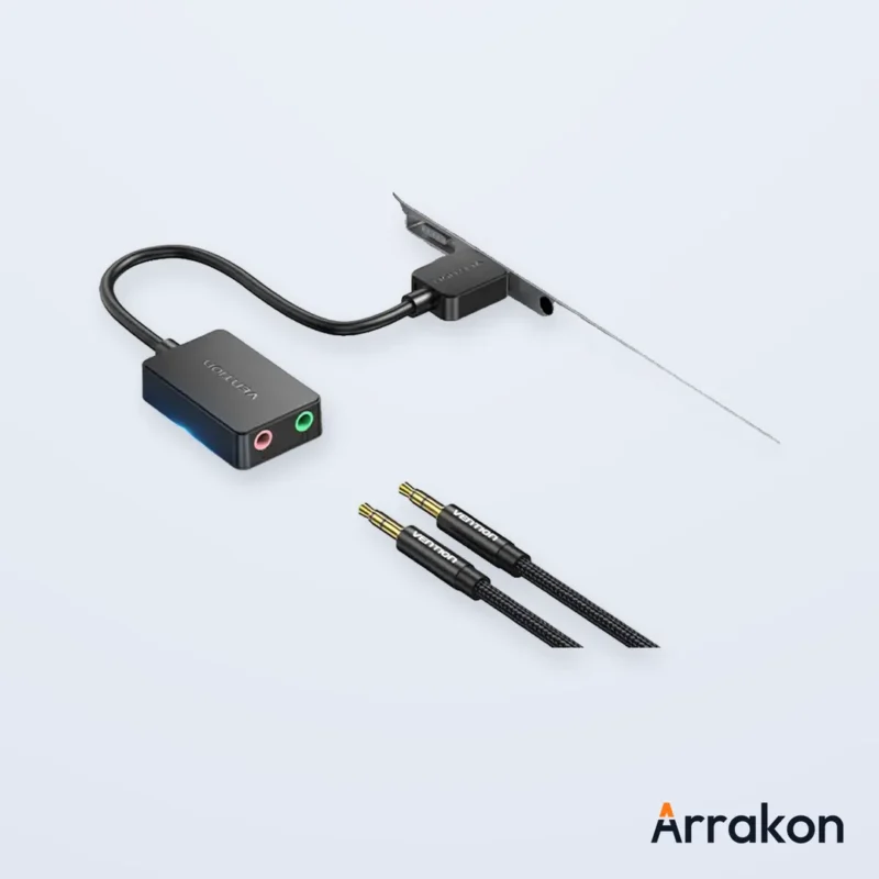 Vention CDYB0 USB 2.0 Male to Dual 3.5mm Female Black External Sound Card Adapter (0.15m), view 2 of 7