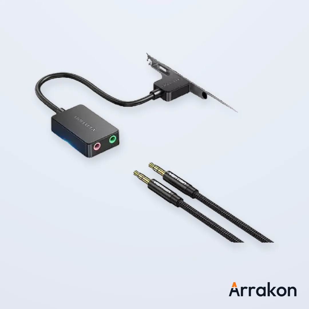 Vention CDYB0 USB 2.0 Male to Dual 3.5mm Female Black External Sound Card Adapter (0.15m)