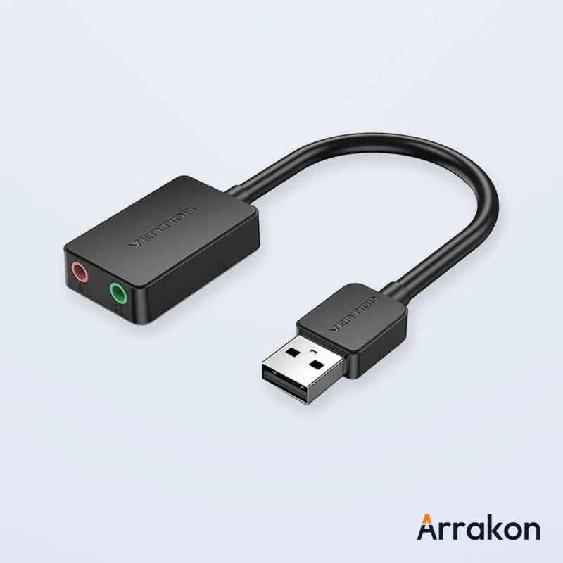 Vention CDYB0 USB 2.0 Male to Dual 3.5mm Female Black External Sound Card Adapter (0.15m), view 5 of 7