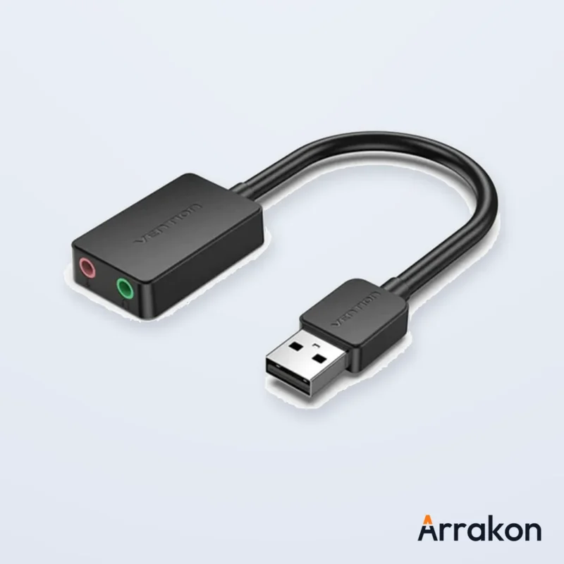 Vention CDYB0 USB 2.0 Male to Dual 3.5mm Female Black External Sound Card Adapter (0.15m), view 6 of 7