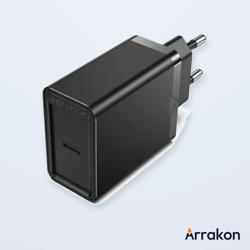 Vention FADB0-EU 20W USB-C Wall Charger (EU Plug, Black)