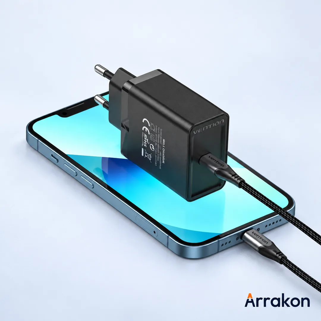 Vention FADB0-EU 20W USB-C Wall Charger (EU Plug, Black)