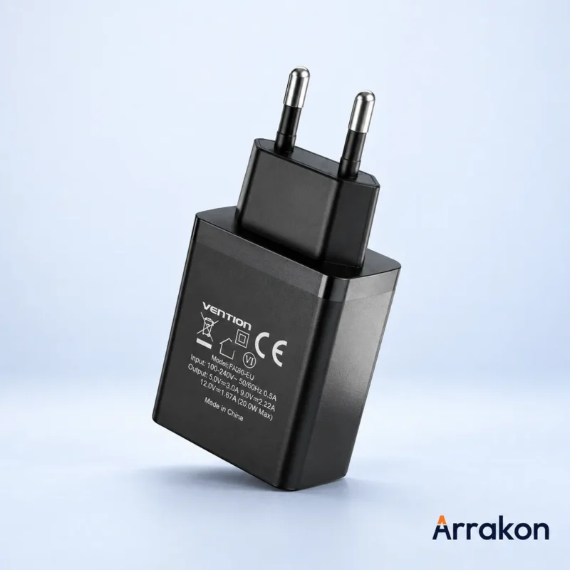 Vention FADB0-EU 20W USB-C Wall Charger (EU Plug, Black), view 4 of 7