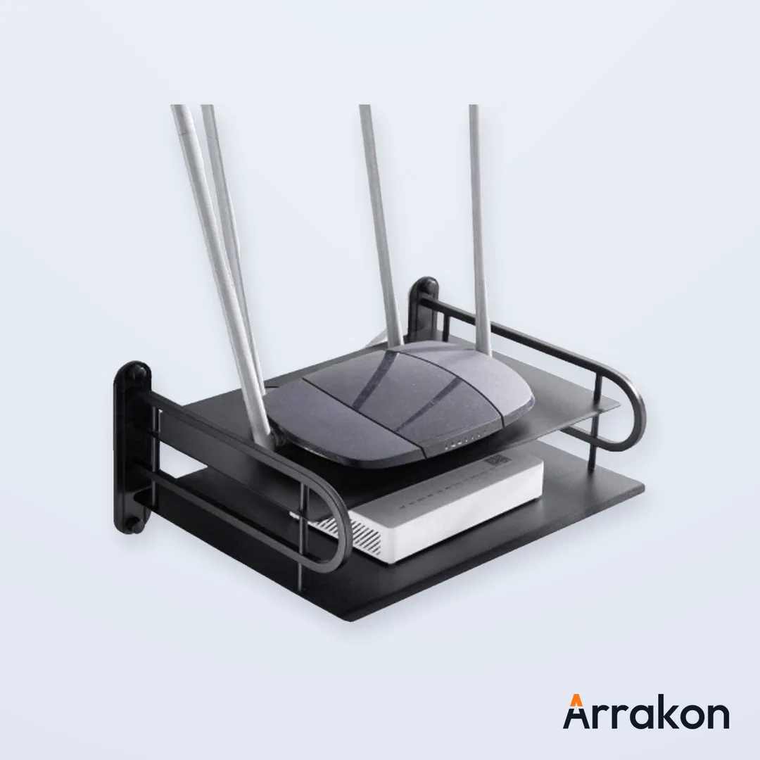 Wall-Mounted WiFi Router / ONU Shelf Bracket (Metal, Multi-Layer)